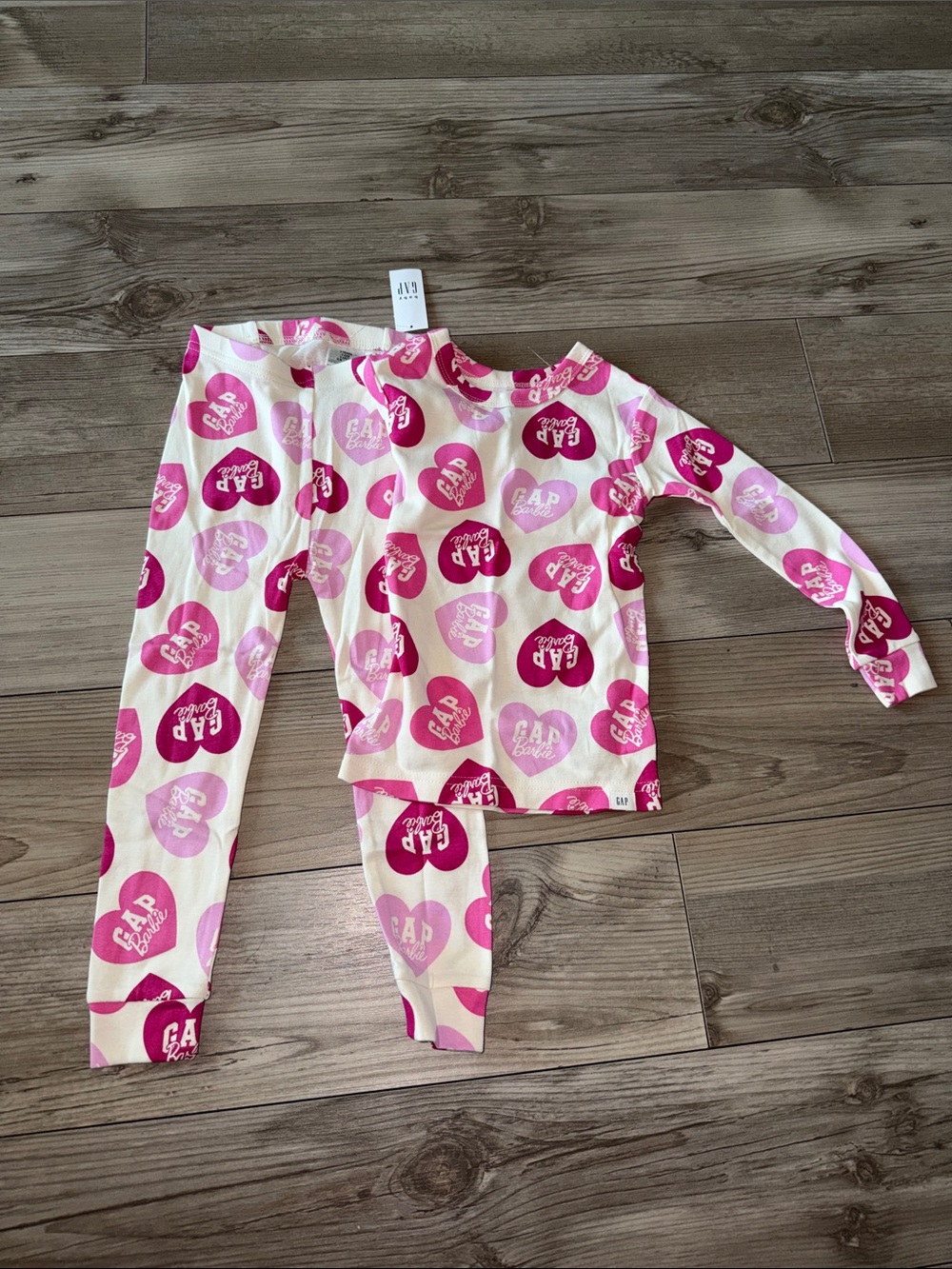 GAP Pink and Cream Heart Logo Kids Pajama Set
